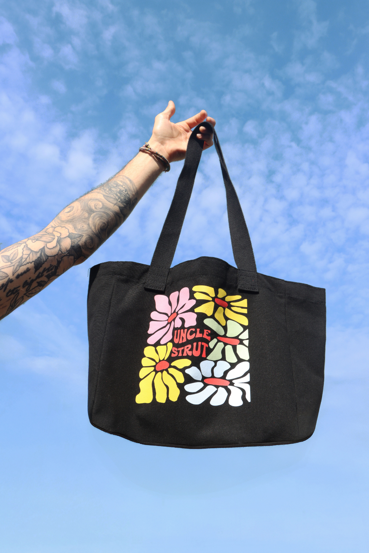 Flower Tote Bag - Black